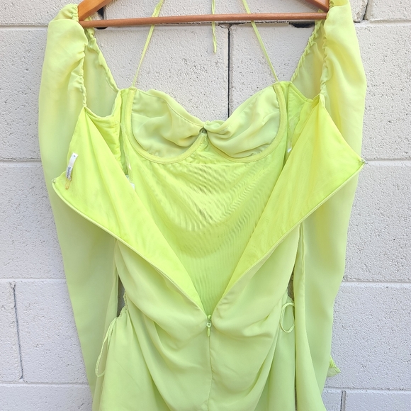 House of CB | Baby Halter Long Sleeve Minidress in Lime Size Small Flawed - Picture 15 of 16